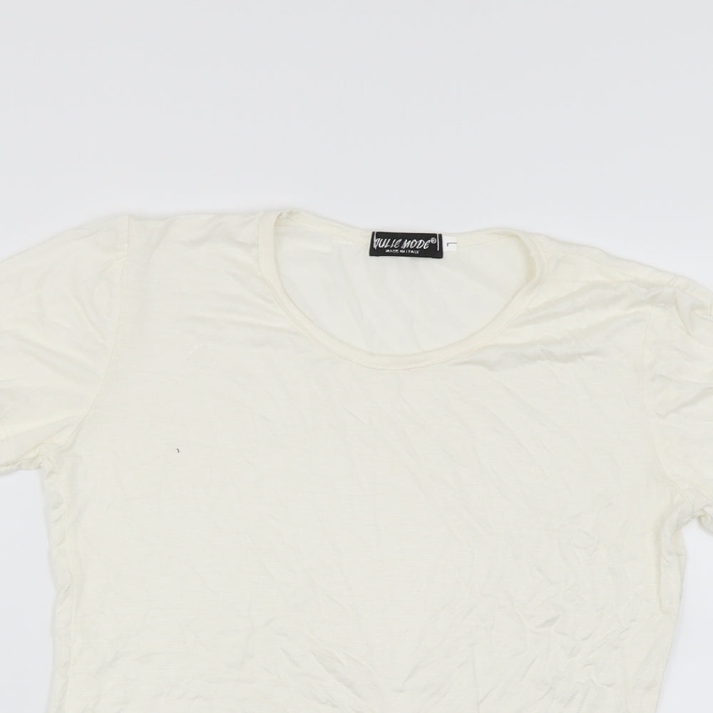 julie mode Womens White   Basic T-Shirt Size L