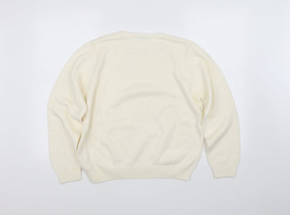 Berkertex Womens White Floral  Pullover Jumper Size 16