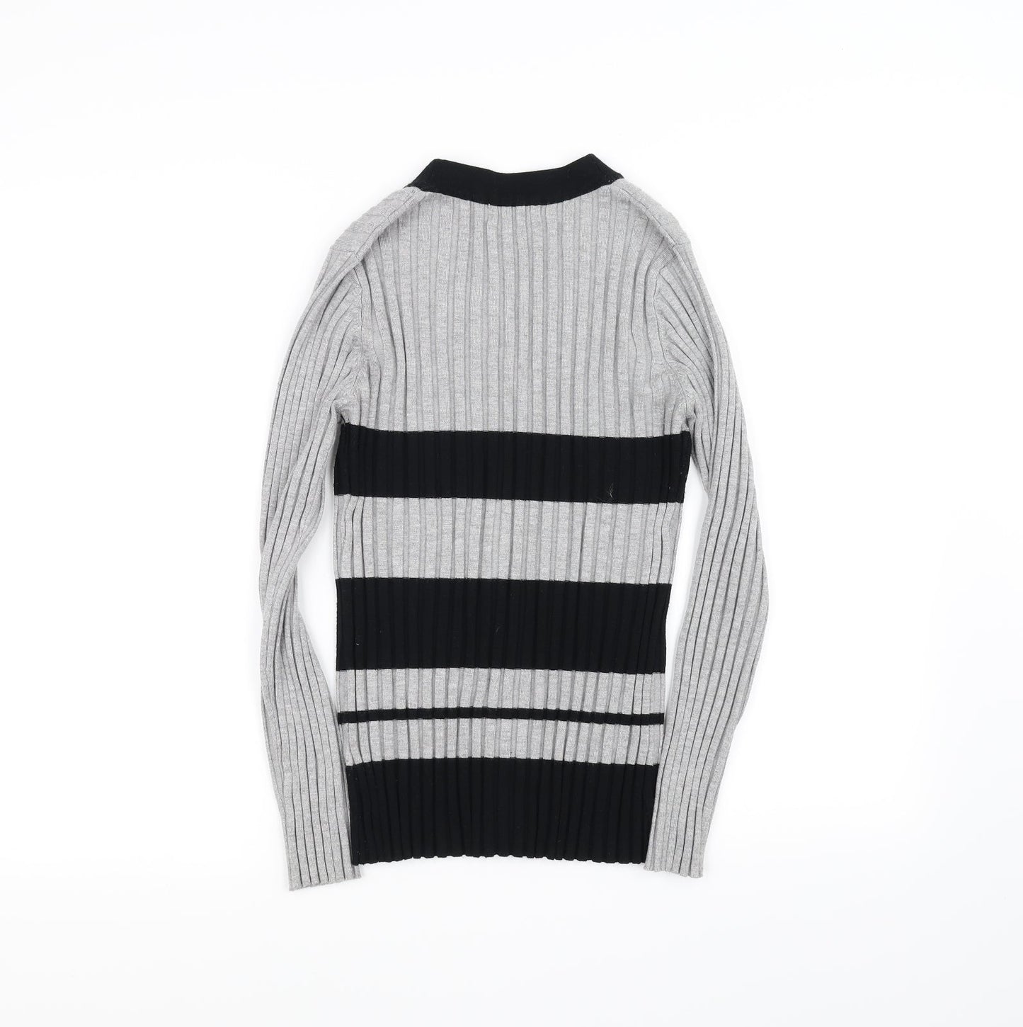 Sky Designs Womens Grey Striped  Cardigan Jumper Size 2