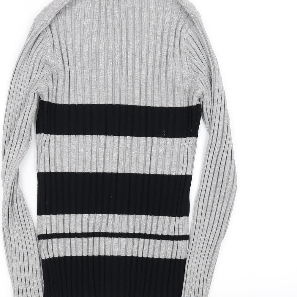 Sky Designs Womens Grey Striped  Cardigan Jumper Size 2