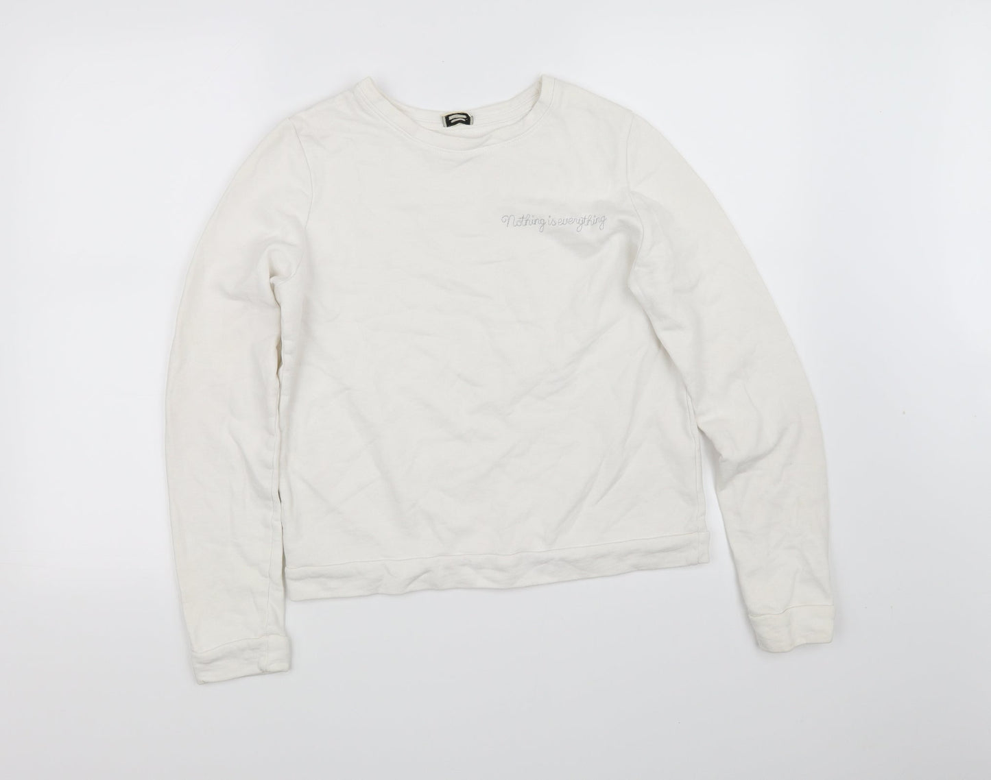 pimkle Womens White   Pullover Sweatshirt Size M