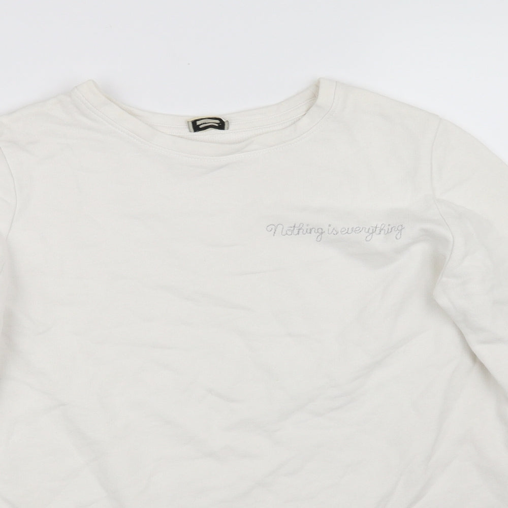 pimkle Womens White   Pullover Sweatshirt Size M