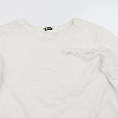 pimkle Womens White   Pullover Sweatshirt Size M