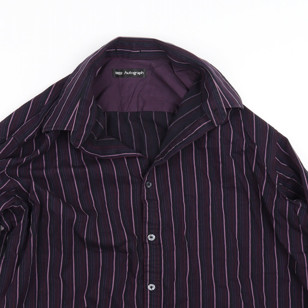 Autograph Mens Black Striped   Button-Up Size L