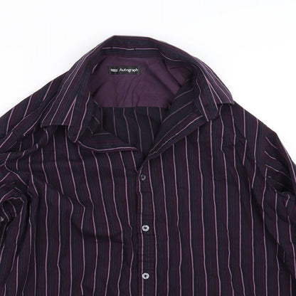 Autograph Mens Black Striped   Button-Up Size L