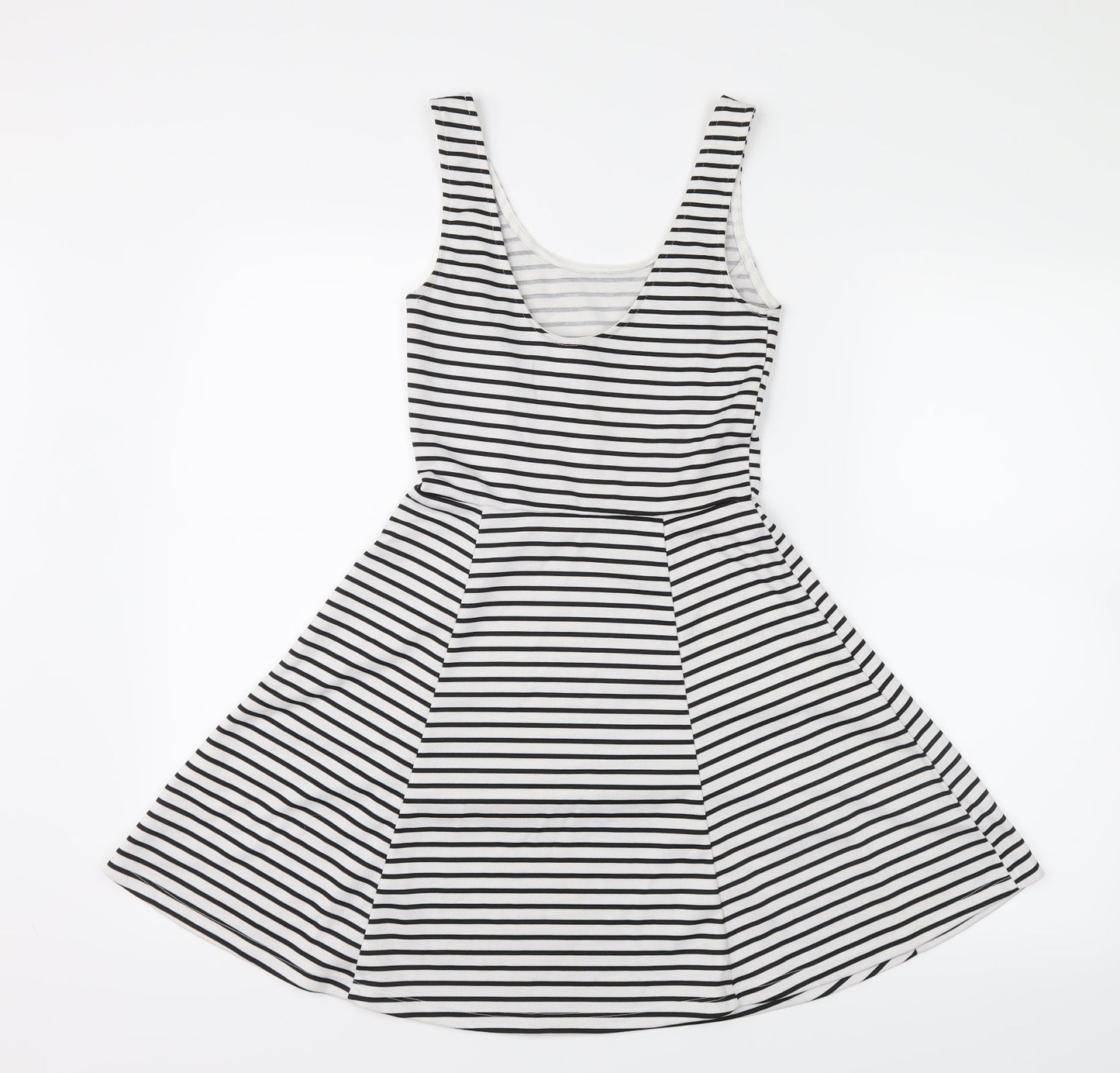 Preworn Womens Black Striped  Shirt Dress  Size 8
