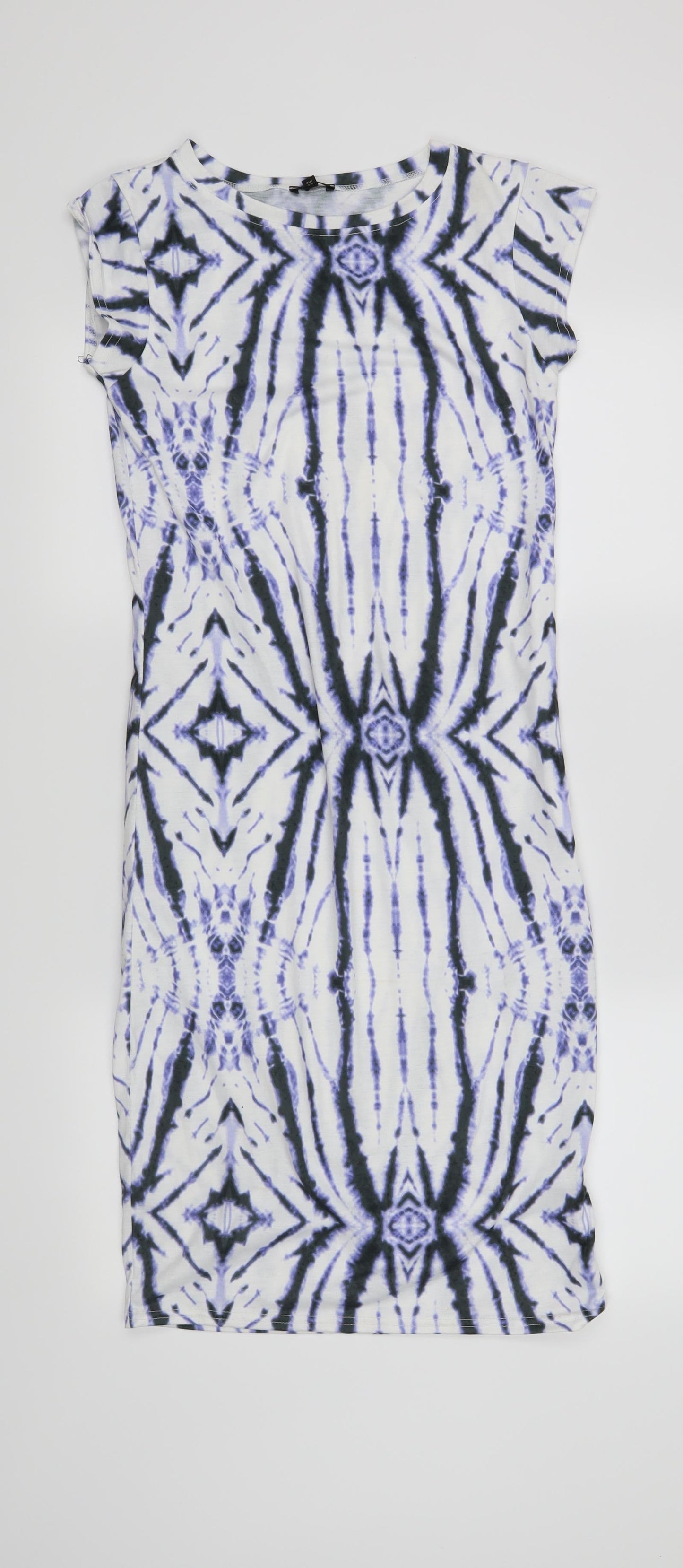 River Island Womens White Geometric  T-Shirt Dress  Size 8