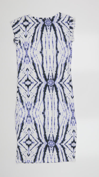 River Island Womens White Geometric  T-Shirt Dress  Size 8