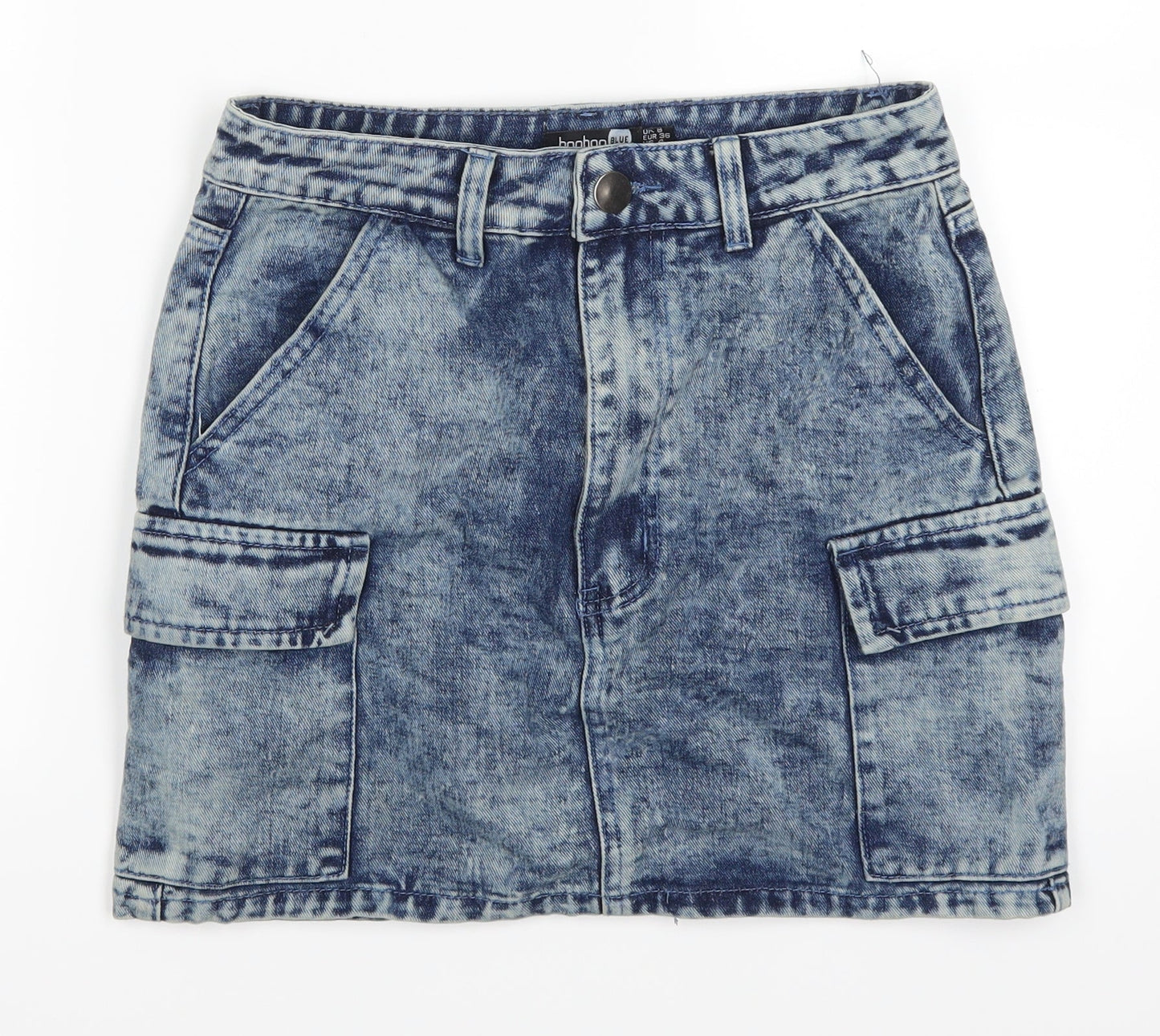 Boohoo Womens Black  Denim A-Line Skirt Size 8