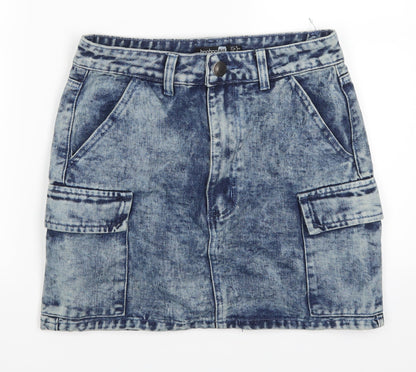 Boohoo Womens Black  Denim A-Line Skirt Size 8