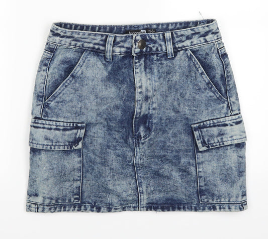 Boohoo Womens Black  Denim A-Line Skirt Size 8