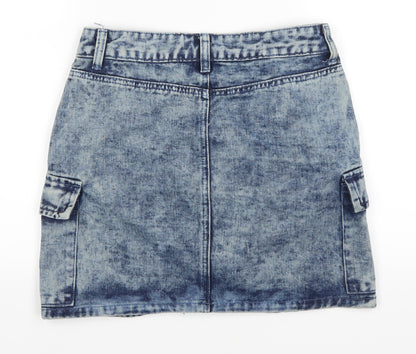 Boohoo Womens Black  Denim A-Line Skirt Size 8