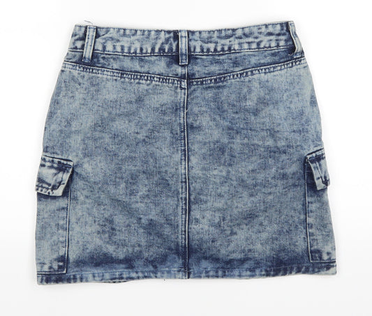 Boohoo Womens Black  Denim A-Line Skirt Size 8