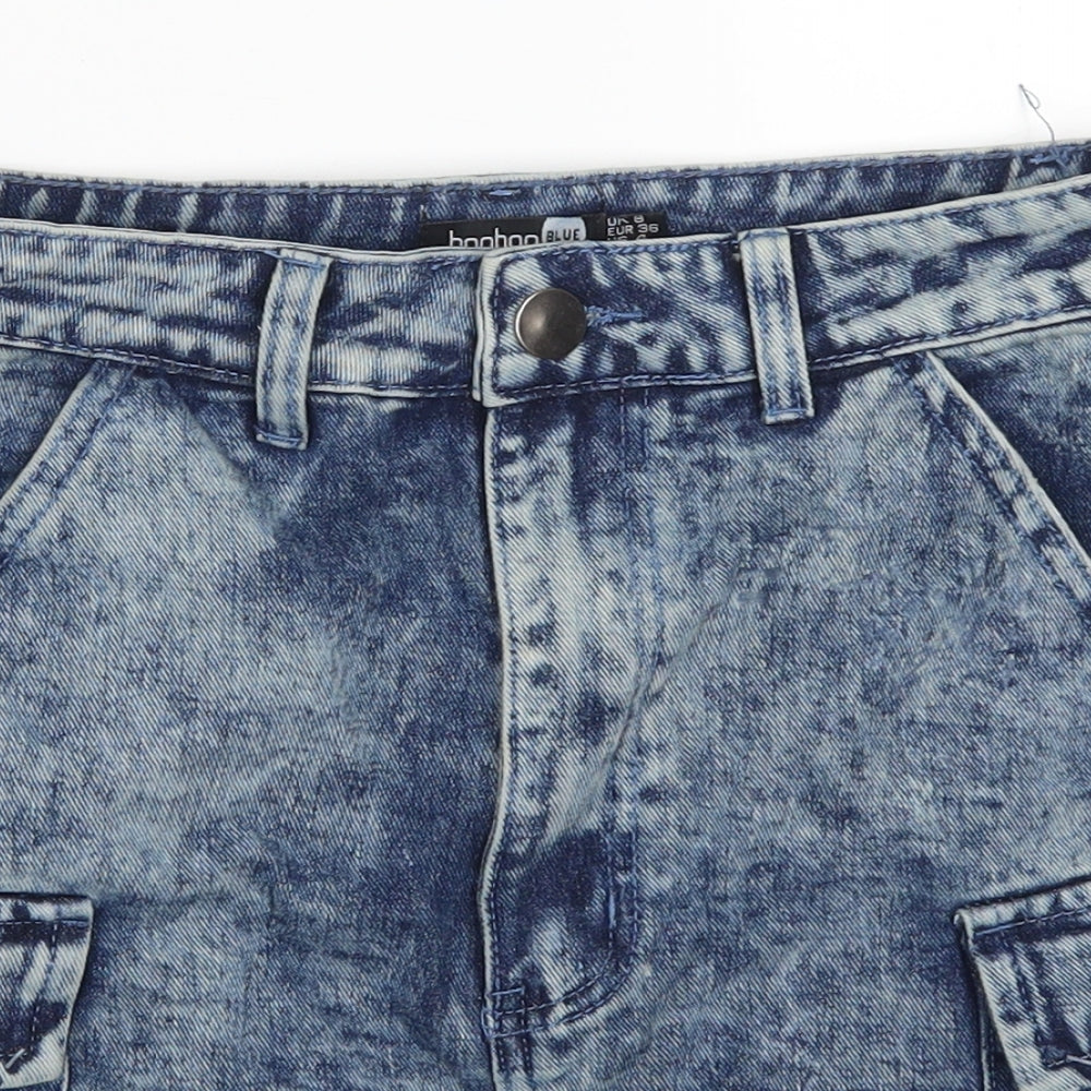 Boohoo Womens Black  Denim A-Line Skirt Size 8