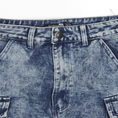 Boohoo Womens Black  Denim A-Line Skirt Size 8