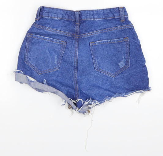 Denim Co Womens Blue  Denim Mom Shorts Size 8 - Distressed Hem