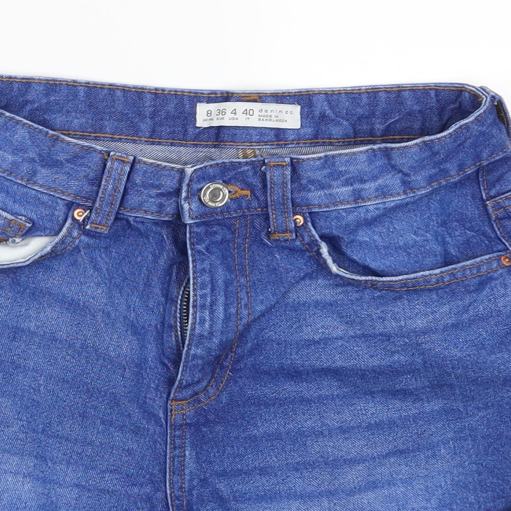 Denim Co Womens Blue  Denim Mom Shorts Size 8 - Distressed Hem