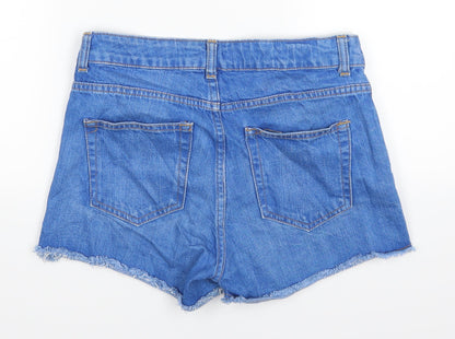 Topshop Womens Blue  Denim Cut-Off Shorts Size 28 in