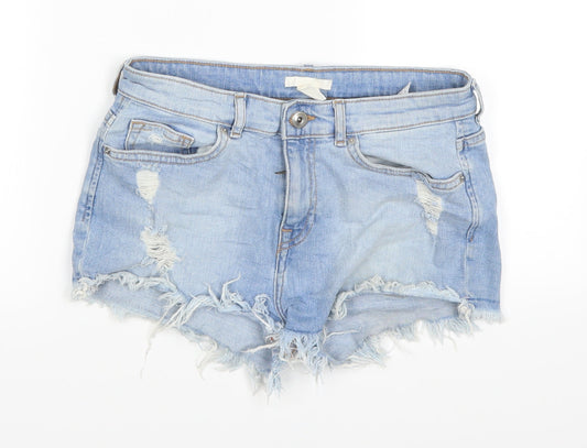 H&M Womens Blue  Denim Cut-Off Shorts Size 6