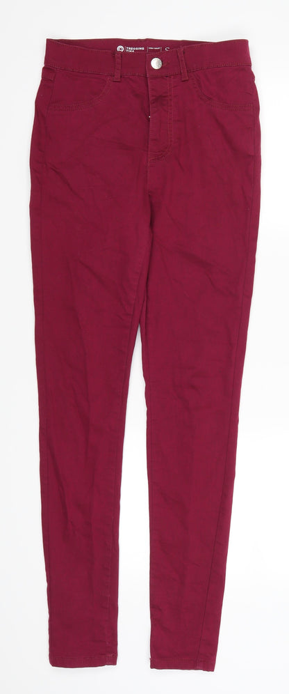 Womens UK Size S Preworn Regular Fit Skinny Pink Jeans