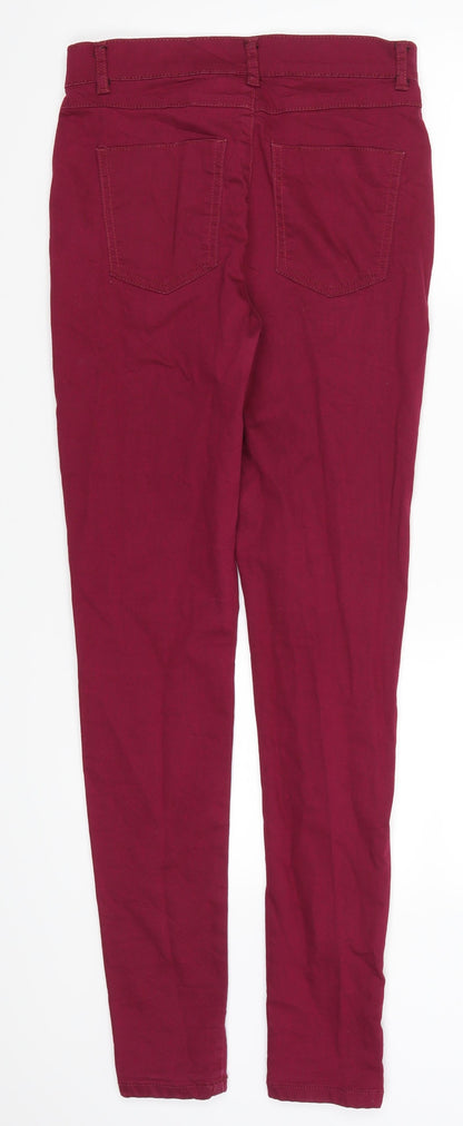 Womens UK Size S Preworn Regular Fit Skinny Pink Jeans