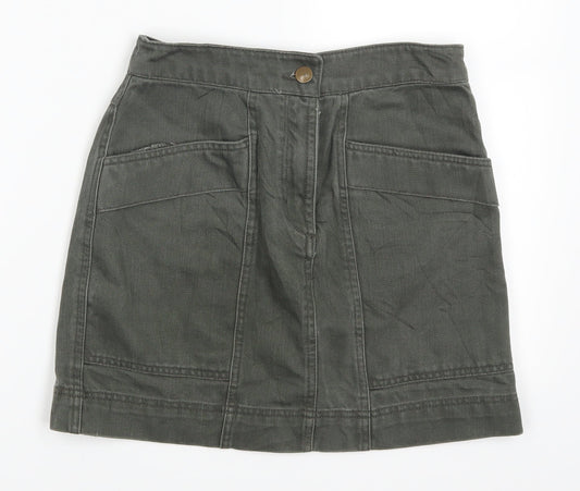 H&M Womens Green  Denim A-Line Skirt Size 26 in