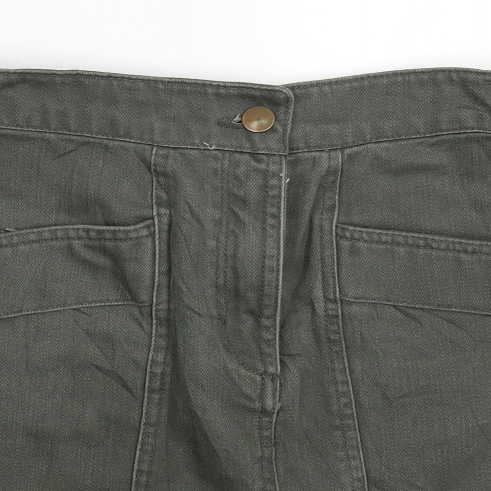H&M Womens Green  Denim A-Line Skirt Size 26 in