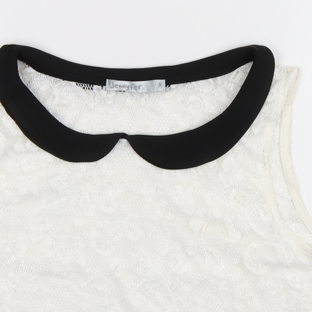 Womens UK Size M Jennyfer White Basic Tank