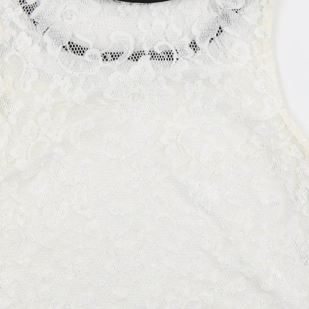 Womens UK Size M Jennyfer White Basic Tank
