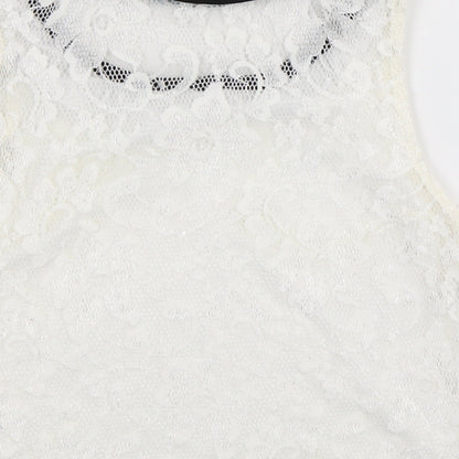 Womens UK Size M Jennyfer White Basic Tank