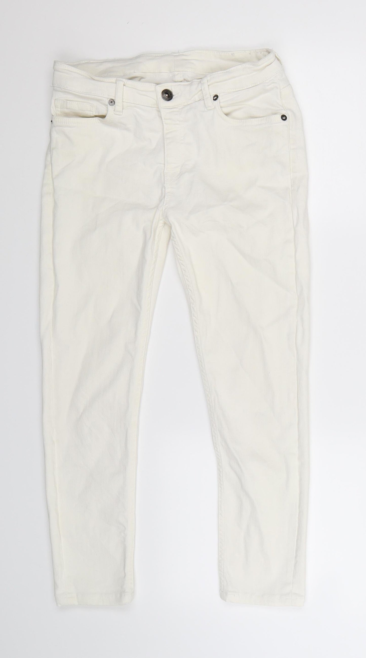 Zara Womens White  Denim Cropped Jeans Size 27 in L23 in