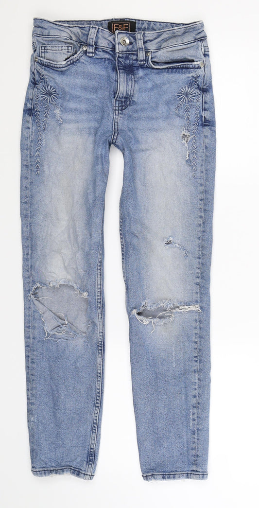 F&F Womens Blue  Denim Skinny Jeans Size 6 L26 in