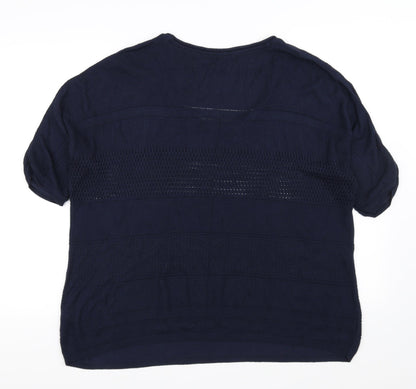Moda Womens Blue   Pullover Jumper Size 18  - see through