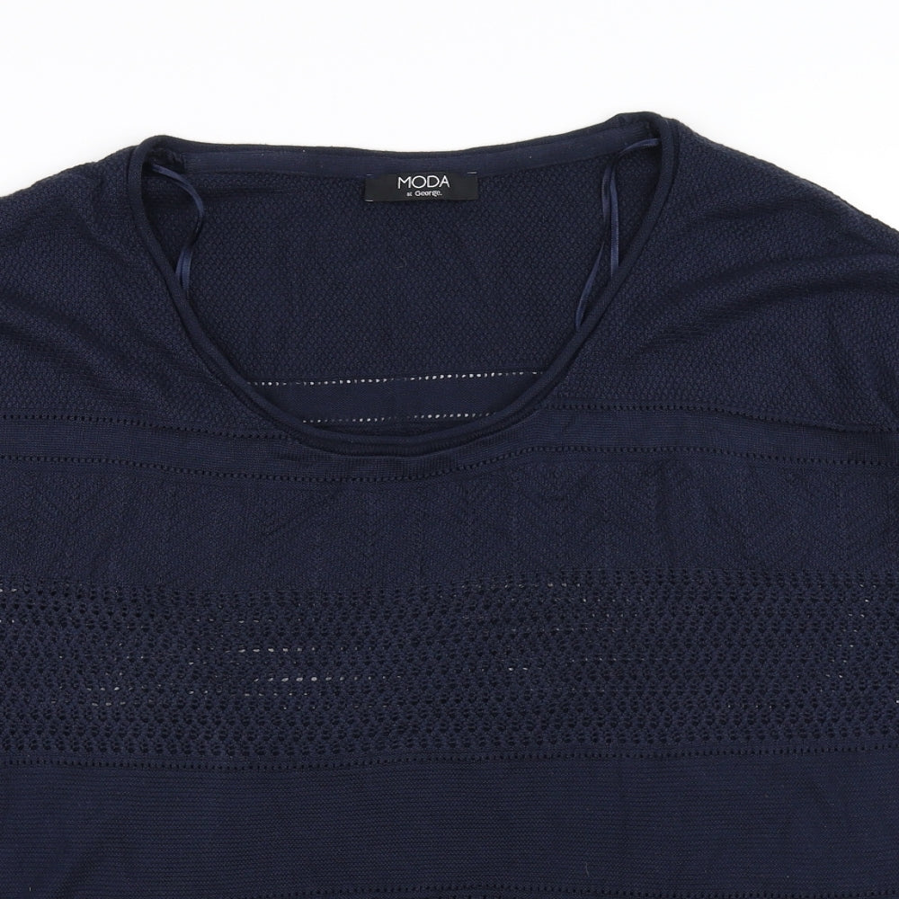 Moda Womens Blue   Pullover Jumper Size 18  - see through