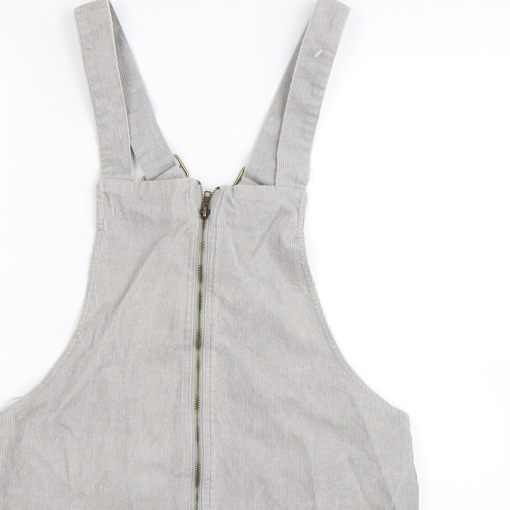 house of sienna Womens Grey Striped Corduroy Dungaree One-Piece Size 10