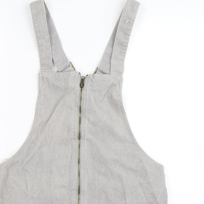 house of sienna Womens Grey Striped Corduroy Dungaree One-Piece Size 10