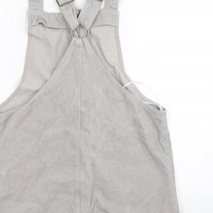 house of sienna Womens Grey Striped Corduroy Dungaree One-Piece Size 10