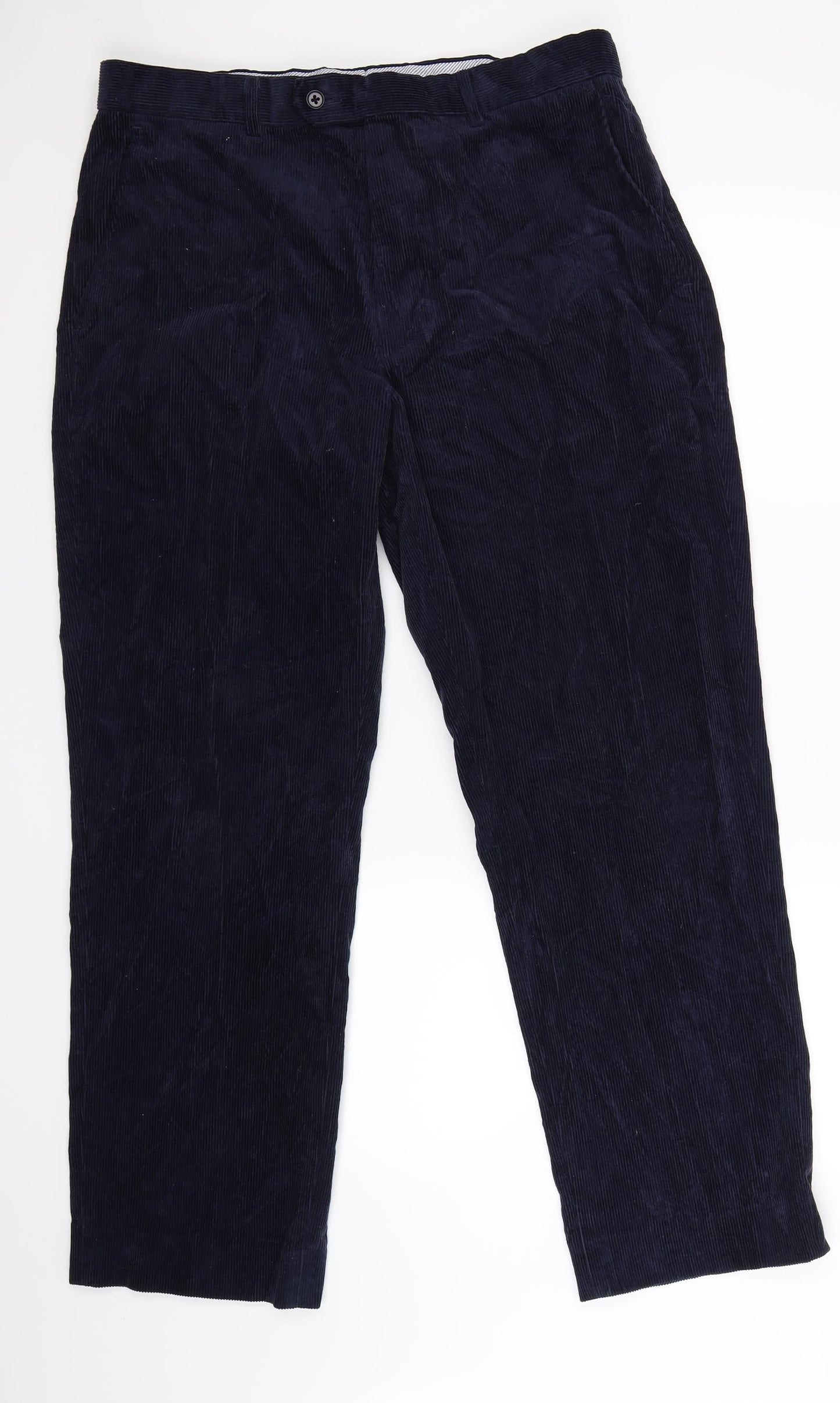 greenwoods Mens Blue Striped Corduroy Straight Jeans Size 36 L30 in