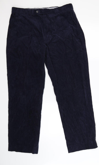 greenwoods Mens Blue Striped Corduroy Straight Jeans Size 36 L30 in