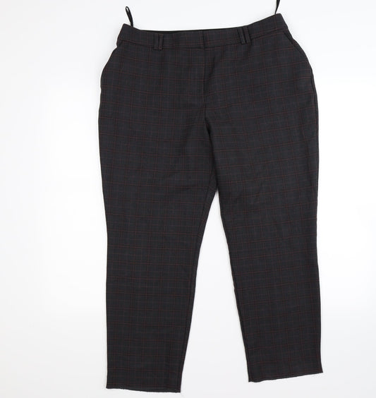 Bonmarché Womens Grey Check  Trousers  Size 16 L26 in