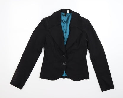 Divided Womens Black Striped  Jacket Blazer Size 8
