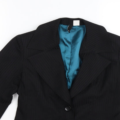 Divided Womens Black Striped  Jacket Blazer Size 8
