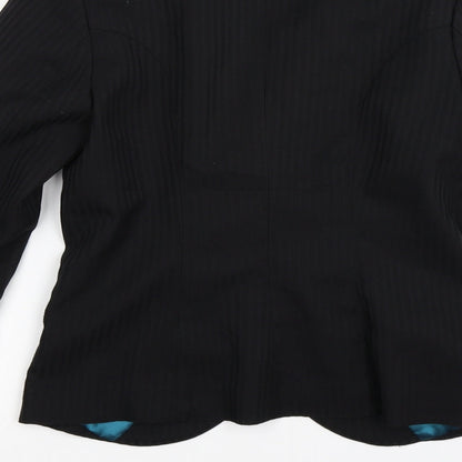 Divided Womens Black Striped  Jacket Blazer Size 8