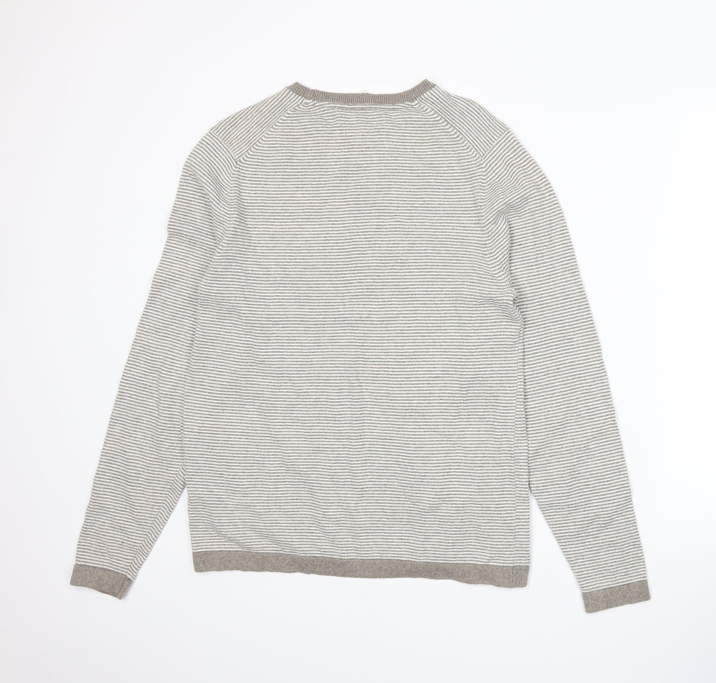 Marks and Spencer Mens Beige Striped Knit Pullover Jumper Size M