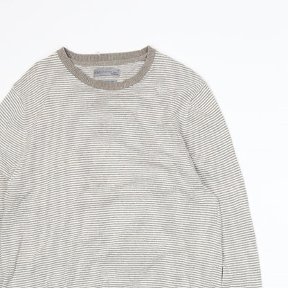 Marks and Spencer Mens Beige Striped Knit Pullover Jumper Size M
