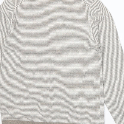 Marks and Spencer Mens Beige Striped Knit Pullover Jumper Size M