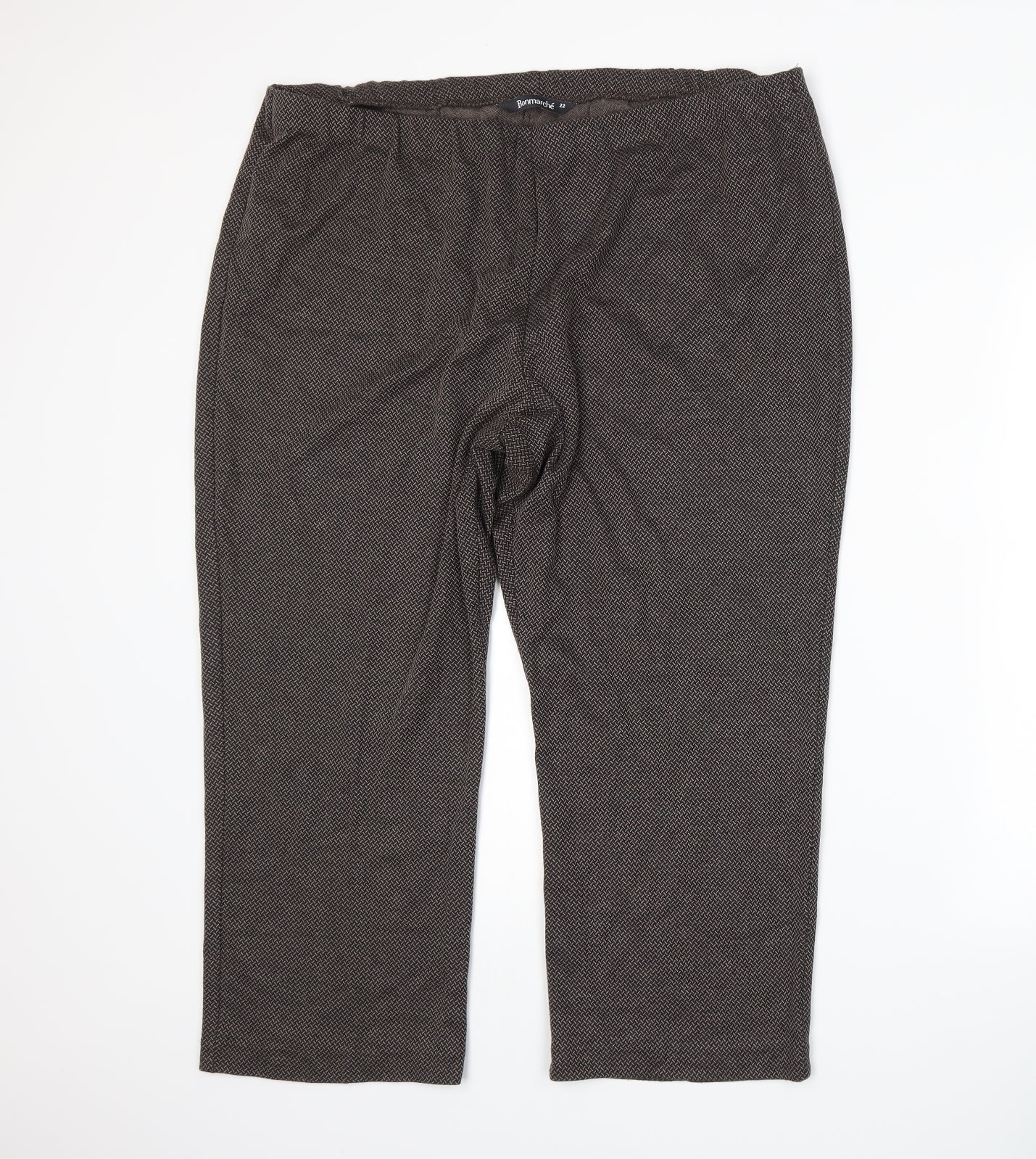 Bonmarché Womens Brown Herringbone  Trousers  Size 22 L21 in