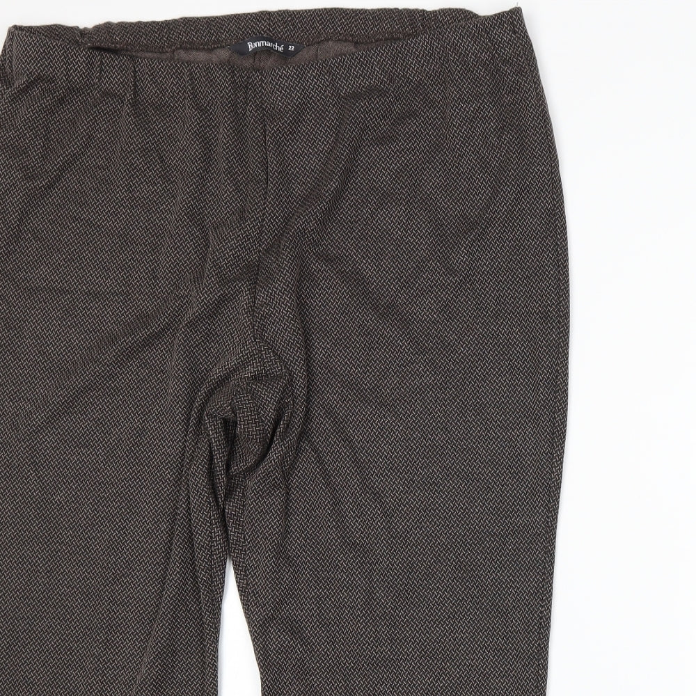 Bonmarché Womens Brown Herringbone  Trousers  Size 22 L21 in