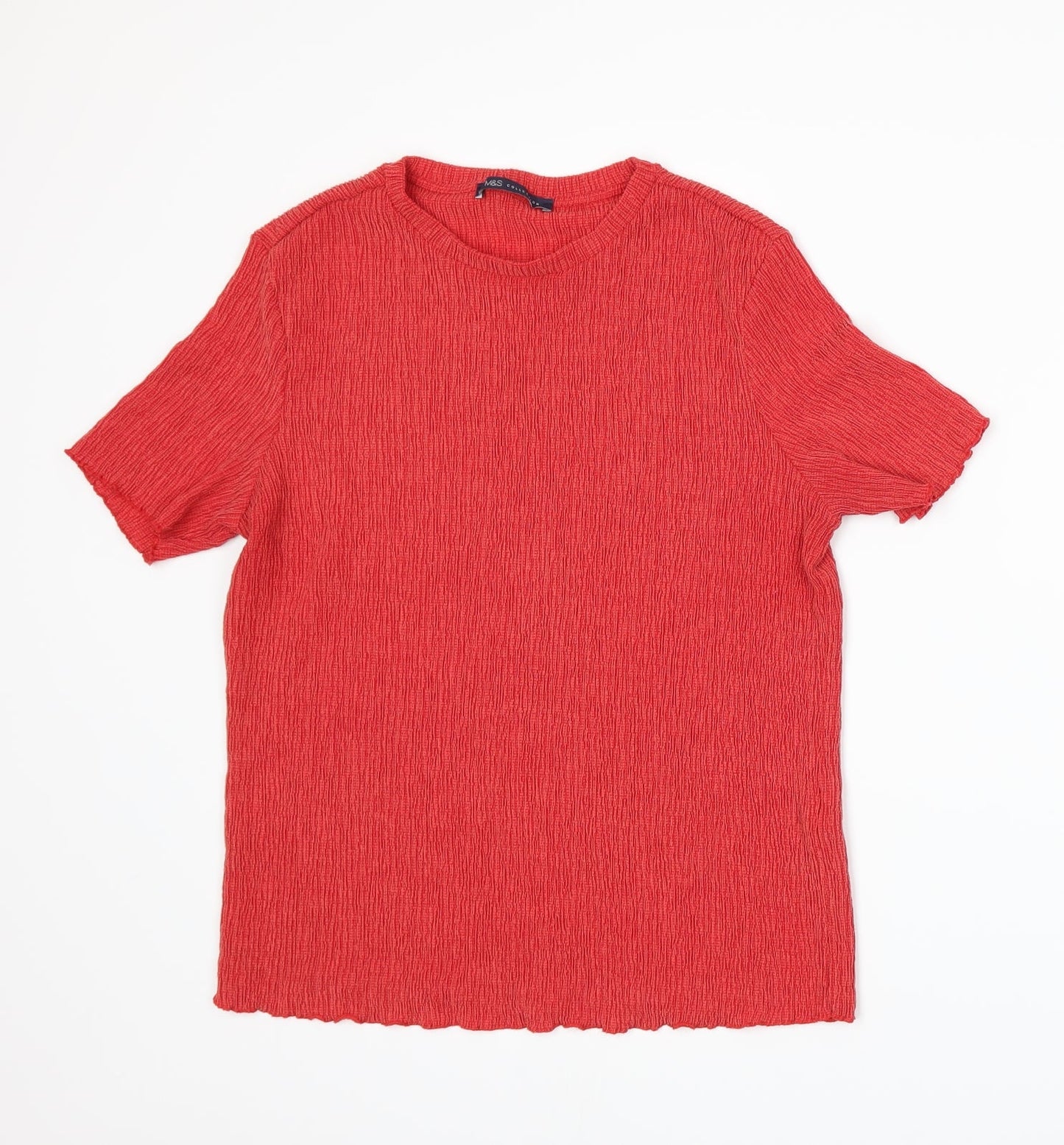 Womens UK Size 14 Marks and Spencer Red Basic T-Shirt