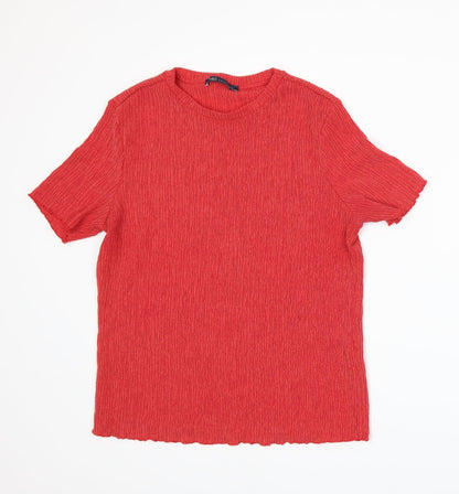 Womens UK Size 14 Marks and Spencer Red Basic T-Shirt